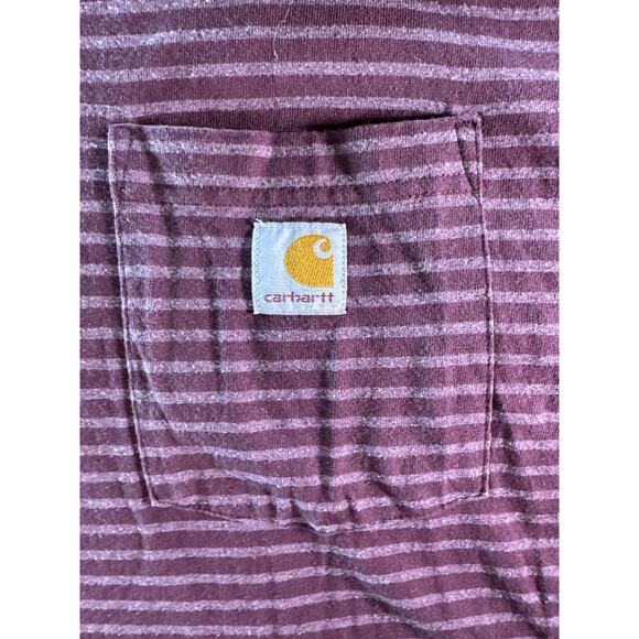 Carhart Size 2XLT Original Fit Short Sleeve Pocket TShirt Maroon - Picture 2 of 6